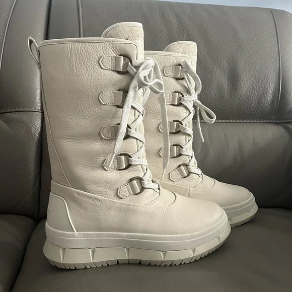 New Sperry Kittery Winter White/Ivory waterproof leather boots Size 8.5 - Picture 5 of 10
